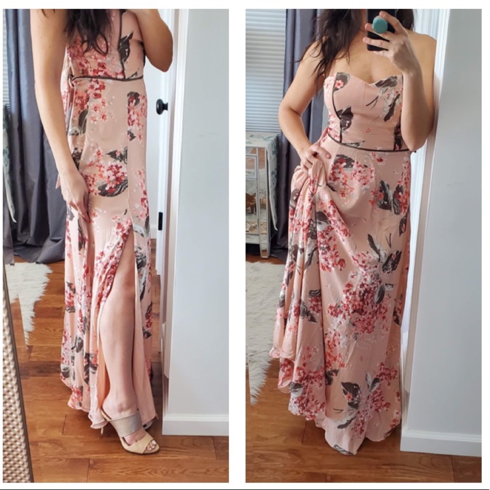 LAST S❤️Blush strapless floral dress - Picture 6 of 9